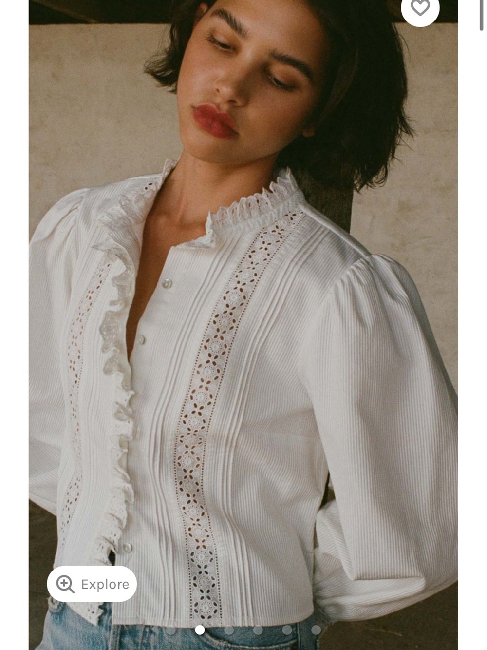 DÔEN Vermont ribbed broderie anglaise cotton shirt - Picture 3 of 16